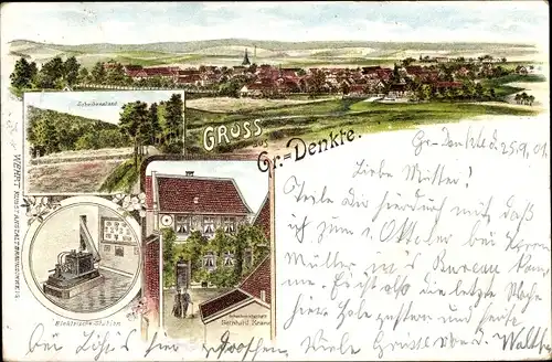 Litho Groß Denkte in Niedersachsen, Elektr5ische Station, Scheibenstand, Totalansicht