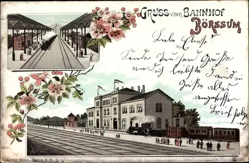 Litho Börßum Börssum am Harz, Bahnhof, Gleisseite