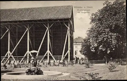 Ak Bad Münster am Stein Ebernburg, Brunnengruppe im Kurgarten