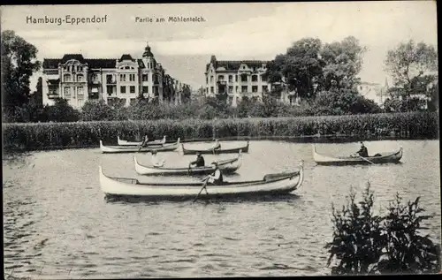 Ak Hamburg Nord Eppendorf, Partie am Mühlenteich