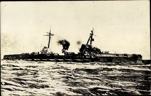 Foto Ak Deutsches Kriegsschiff, SMS Blücher, sinkend