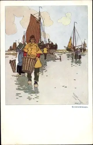 Künstler Ak Cassiers, H., Scheveningen Den Haag Südholland, Fischer am Strand