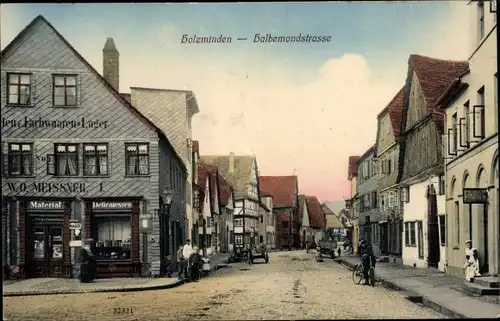 Ak Holzminden an der Weser, Halbemondstraße, Farbwaren Lager