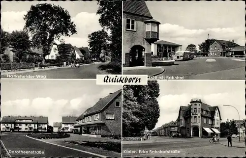 Ak Quickborn in Schleswig Holstein, ZOB mit Bahnhof, Kieler Straße, Dorotheenstraße, Harksheider Weg