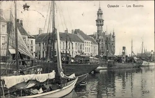 Ak Oostende Ostende Westflandern, Les Bassins