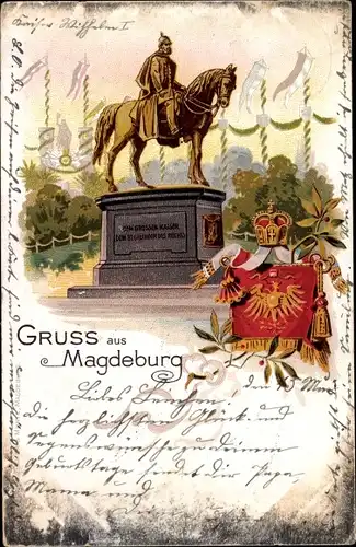 Litho Magdeburg, Kaiser Wilhelm I. Denkmal, Wappen