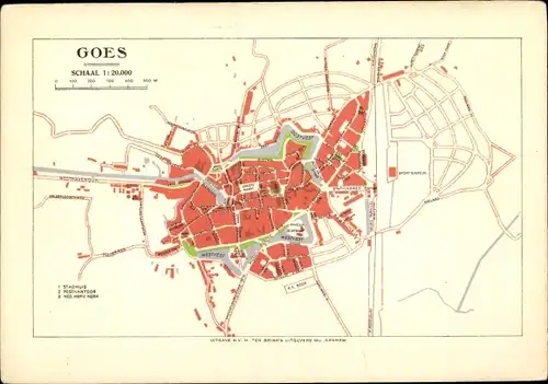 Ak Goes Zeeland Niederlande, Stadtplan