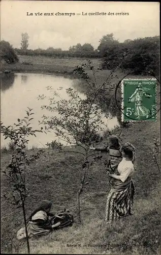 Ak Frankreich, La vie aux champs, la cueillette des cerises