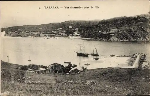 Ak Tabarca Tabarka Tunesien, Vue d'ensemble prise de l'Ille