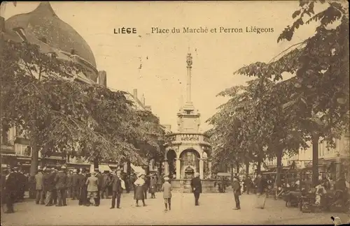 Ak Liège Lüttich Wallonien, Place du Marché et Perron Liegeois