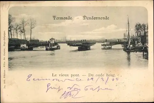 Ak Thermonde Termonde Dendermonde Ostflandern, Le vieux pont