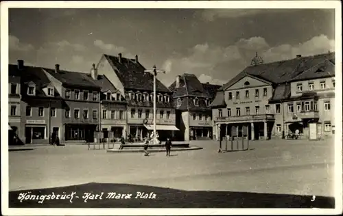 Ak Königsbrück in der Oberlausitz, Karl-Marx-Platz, Geschäfte