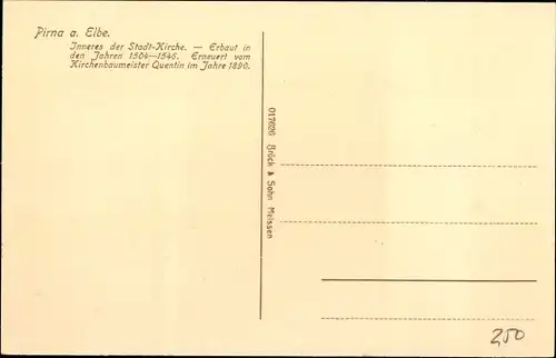 Ak Pirna in Sachsen, Stadtkirche, Innenansicht, Kreuzgang, Bänke