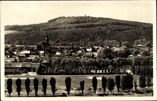 Ak Rochlitz an der Mulde, Stadtpanorama, Rochlitzer Berg, Waldhang