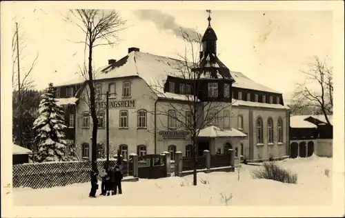 Ak Kretscham Rothensehma Neudorf Sehmatal im Erzgebirge, Genesungsheim d. Sozialversicherung, Winter