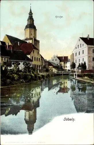 Ak Döbeln in Sachsen, Blick zur Kirche