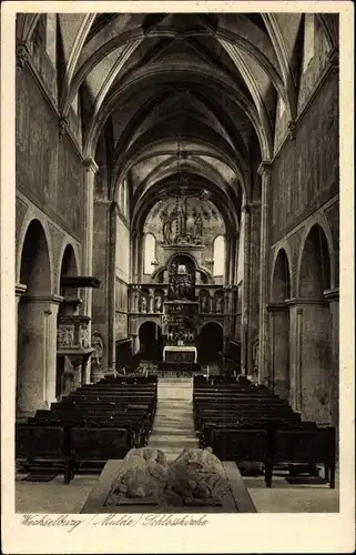 Ak Wechselburg in Sachsen, Schlosskirche, Innenansicht, Altar, Kanzel