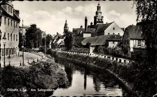 Ak Döbeln in Sachsen, Am Salzgraben, Rathausturm