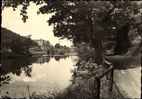 Ak Nossen Sachsen, Partie an der Freiberger Mulde mit Blick nach dem Schloss