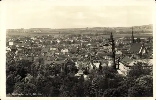 Ak Weimar in Thüringen, Gesamtansicht der Stadt, Turm