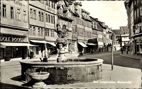 Ak Bad Langensalza in Thüringen, Marktstraße, Brunnen, Geschäft Röcker