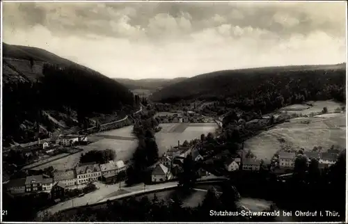 Ak Stutzhaus Schwarzwald Luisenthal Thüringen, Panorama des Ortes