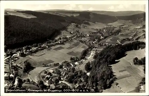 Ak Rittersgrün Breitenbrunn im Erzgebirge, Fliegeraufnahme, Panorama