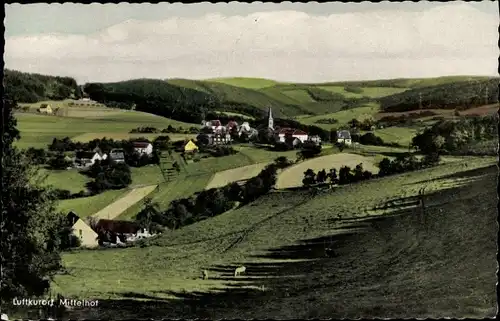 Ak Mittelhof an der Sieg, Panorama, Kirchturm