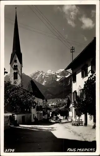 Ak Mieders in Tirol, Dorfpartie
