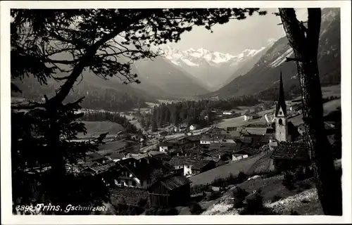 Ak Trins in Tirol, Gschnitztal, Durchblick zum Ort