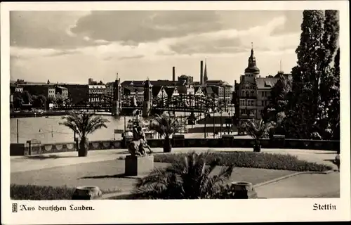 Ak Szczecin Stettin Pommern, Blick von der Hakenterrasse auf die Baumbrücke