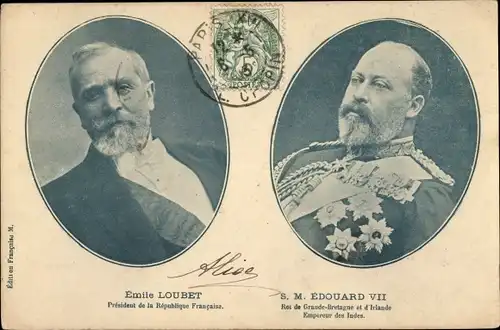 Ak S. M. Edouard VII, King Edward VII, Emile Loubet