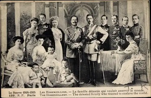 Ak Kaiserfamilie, Wilhelm II, Auguste Viktoria, Kronprinz, Cecilie, Victoria Luise, Adalbert, Eitel