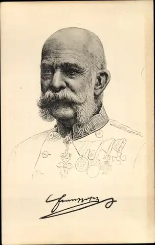 Künstler Ak Kaiser Franz Joseph I., Portrait, Uniform, Orden