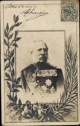Passepartout Ak König Albert von Sachsen, Portrait, Uniform, Orden