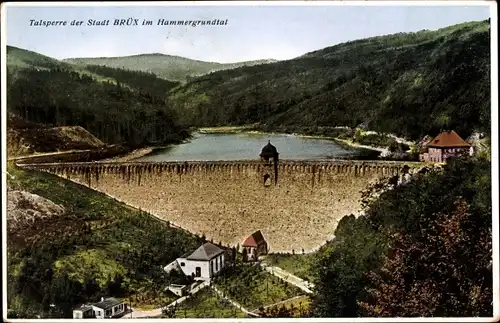 Ak Most Brüx Region Aussig, Talsperre im Hammergrundtal