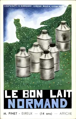 Ak Evreux Eure, Le Bon Lait Normand, M. Pinet, Milchkannen, Reklame