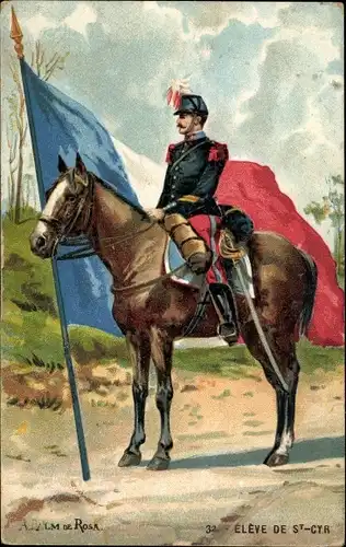 Künstler Ak Palm de Rosa, Eleve de St. Cyr, französischer Soldat, Fahne