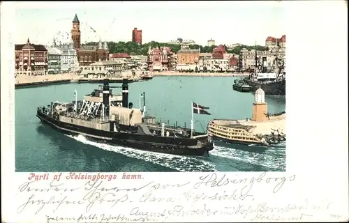 Ak Helsingborg Schweden, Hafenpartie, Dampfer