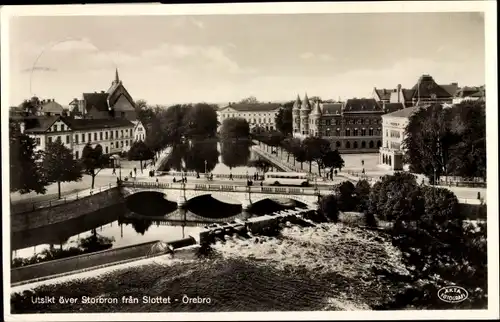 Ak Örebro Schweden, Utsikt över Storborn fran Slottet