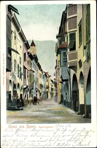Ak Bozen Bolzano Südtirol, Laubengasse