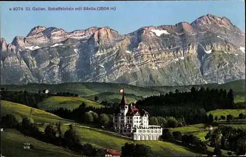 Ak Kanton Sankt Gallen, Scheffelstein mit Säntis