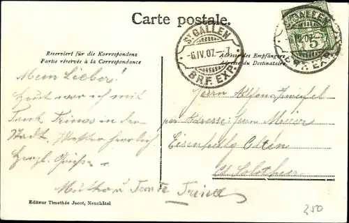 Passepartout Ak Sankt Gallen Stadt Schweiz, Gesamtansicht, Blumen