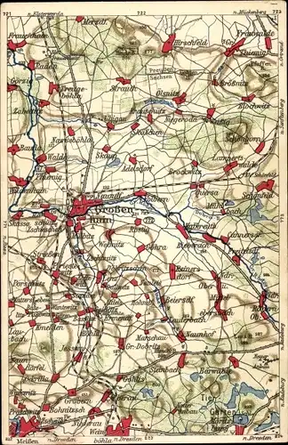 Landkarten Ak Großenhain, Bärwalde, Ölsnitz, Raden, Strauch