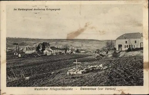 Ak Dannevoux Meuse, westlicher Kriegsschauplatz, deutsches Grab