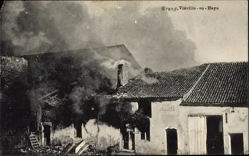 Ak Viéville en Haye Meurthe et Moselle, Brand, Kriegszerstörungen, I. WK