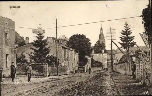 Ak Spincourt Lothringen Meuse, Straßenpartie, Passanten