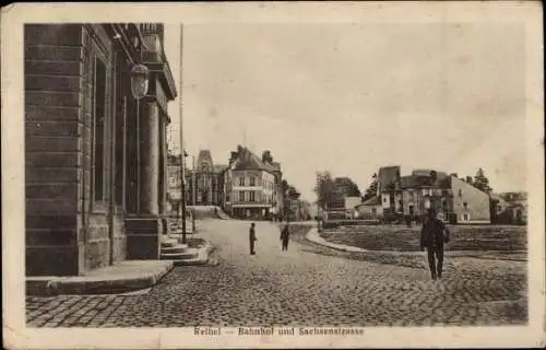 Ak Rethel Ardennes, Bahnhof und Sachsenstraße