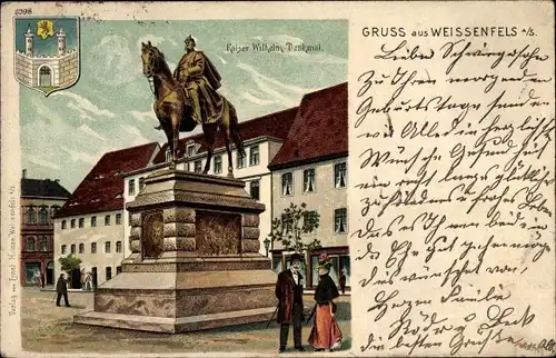 Wappen Litho Weißenfels an der Saale, Kaiser Wilhelm Denkmal