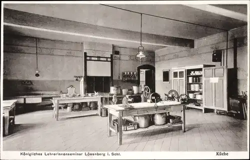 Ak Lwówek Śląski Löwenberg Schlesien, Kgl. Lehrerinnenseminar, Küche